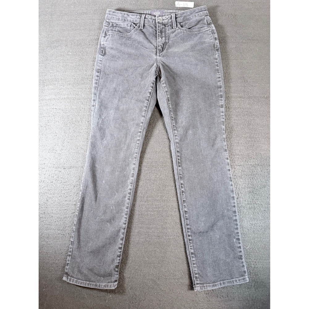 NYDJ Women Grey Straight Leg Jeans Size 6P Petite Denim Pants